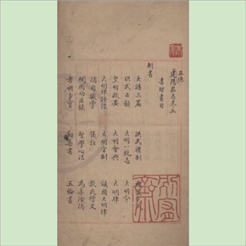 建阳县志书坊书目：正德《建阳县志》书坊书目1册，天一阁藏本（另种）