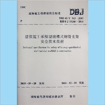 地方标准《DBJ43-T313-2015建筑施工承插型键槽式钢管支架安全技术规程》